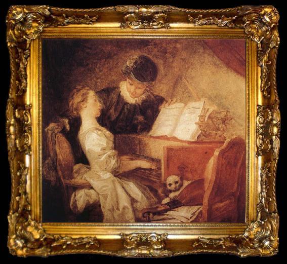 framed  Jean Honore Fragonard The Music Lesson, ta009-2